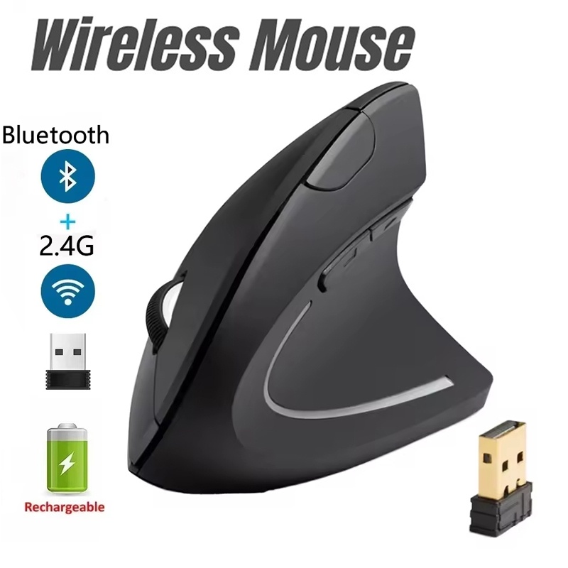 Ergonomic Mouse Vertical - Kabellose vertikale Bluetooth-Maus, wiederaufladbar, personalisierter Seitengriff,