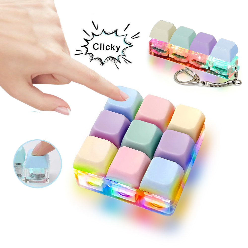 Office Tech Accessories - 4/9 Tasten LED-Leucht-Schlüsselanhänger, Tastatur mit klickbaren