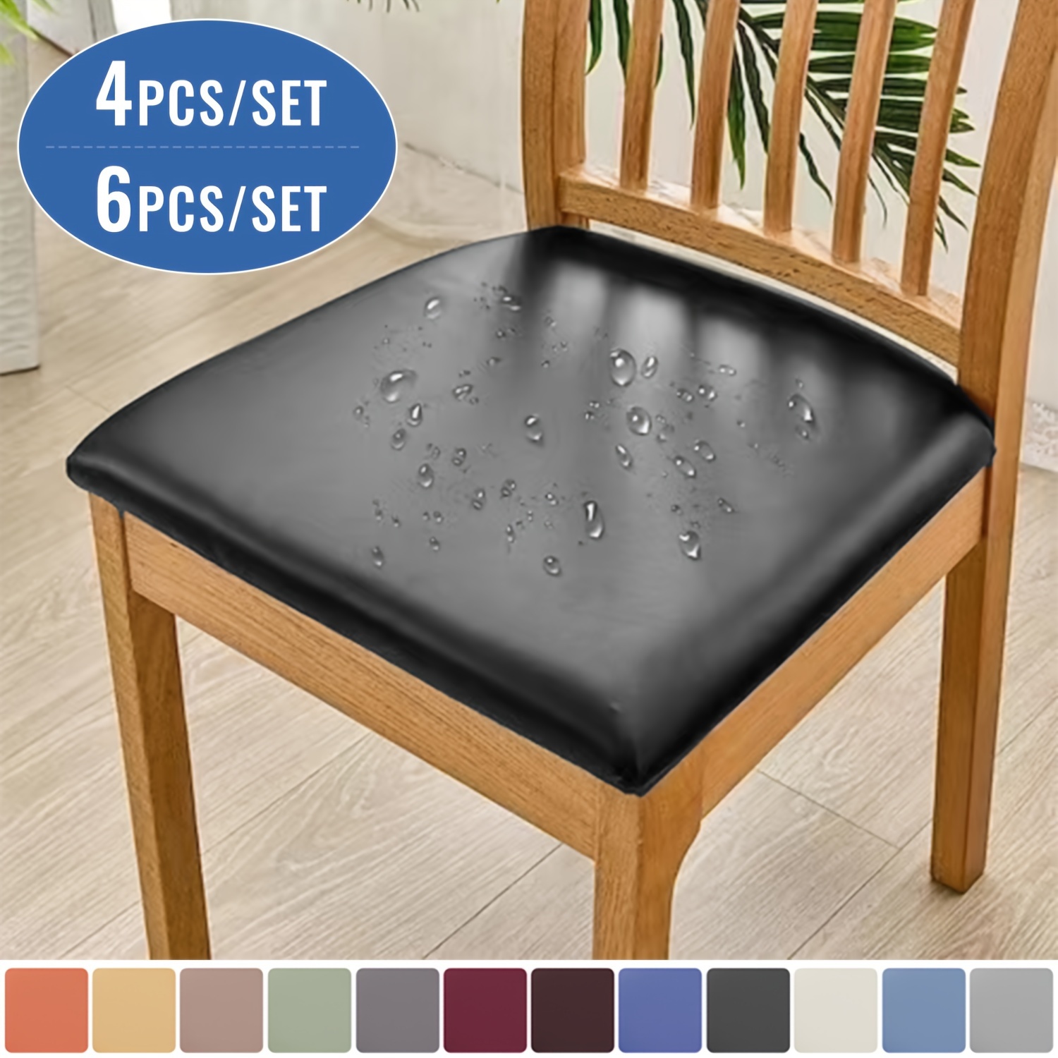 Office Tech Chair - 4/6 Stück elastische Stuhlsitzbezüge, Kunstleder aus