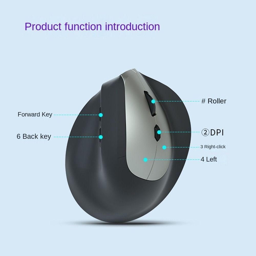 Ergonomic Mouse Vertical - 800/1200/1600DPI 2,4G Ergonomische Optische Maus 6