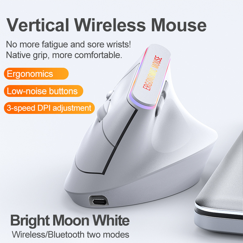 Ergonomic Mouse Vertical - Tragbare Vertikale Kabellose Maus Wiederaufladbar 2,4G