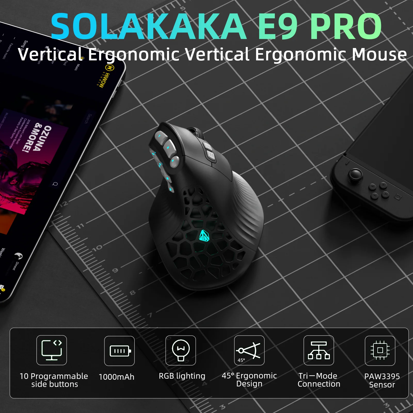 SOLAKAKA E9 Pro MMO Vertikale  – Ergonomic Mouse Vertical Bewertung und Preis
